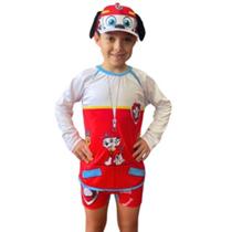 Kit Camiseta Infantil Uv Com Sunga E Boné De Desenhos
