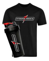 Kit Camiseta Integralmedica Coqueteleira Preta Camisa DryFit -