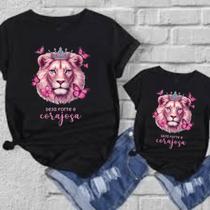 Kit Camiseta Mãe e Filha Forte e Corajosa Preta Kit Camiseta Mãe e Filha Forte e Corajosa Preta