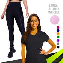 Kit Camiseta MALHA FRIA POLIAMIDA + Calça Leg Legging REDINHA Academia Corrida Feminina 531 Kit Camiseta MALHA FRIA POLIAMIDA + Calça Leg Legging REDINHA Academia Corrida Feminina 531