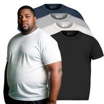 Kit Camiseta Masculina Plus Size Lisa 100% Algodão Gola Redonda Confortável G1 a G4