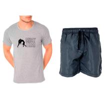 Kit Camiseta Masculina + Short Tactel Esporte