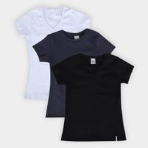 Kit Camiseta Nicoboco Earth Casual Feminina - 3 Peças Kit Camiseta Nicoboco Earth Casual Feminina - 3 Peças
