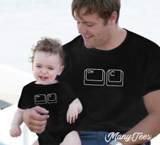 Kit Camiseta Pai Filho Filha CTRL C CTRL V TECLA
