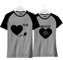Kit Camiseta Para Casal Plug Play Coração Apaixonado Love - LOJA BOBKIN
