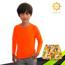 Kit Camiseta Proteção Solar UV Original + Short Verão Praia Tactel INFANTIL PLT 369