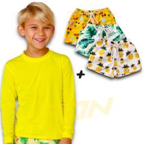 Kit Camiseta Proteção Solar UV + Short Tactel Praia INFANTIL PLT 367 - IRON