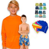 Kit Camiseta Proteção Solar UV + Short Verão Praia Tactel INFANTIL PLT 369