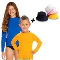 Kit Camiseta Proteção UV Solar + Chapéu Bucket Verão INFANTIL PLT 366