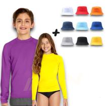 Kit Camiseta Proteção UV Solar + Chapéu Praia Bucket INFANTIL PLT 365