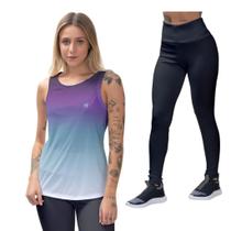 Kit Camiseta Regata Feminina Calça Legging Blusa Proteção UV50 Esporte Treino Leve e Confortável