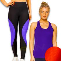 Kit Camiseta REGATA MALHA FRIA POLIAMIDA + Calça Leg Legging Corrida Academia Feminina 537