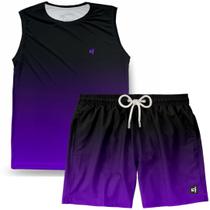 Kit Camiseta Regata Masculina Short Casual Estampado Fitness Treinos Boardshort