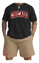 Kit Camiseta + Short Moletom Conjunto Chicago Moda