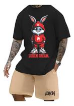 Kit Camiseta + Short Moletom Conjunto Coelho Luken Dreamer