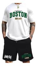 Kit Camiseta + Short Moletom Conjunto Luken Boston Est
