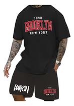 Kit Camiseta + Short Moletom Conjunto Luken Brooklin