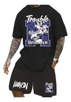 Kit Camiseta + Short Moletom Conjunto Luken Brooklin Street