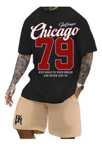 Kit Camiseta + Short Moletom Conjunto Luken Chicago - Luken Lk