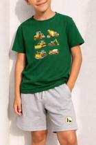 kit Camiseta Slim Algodão E Bermuda Estampada Tractor Excavator kit Camiseta Slim Algodão E Bermuda Estampada Tractor Excavator