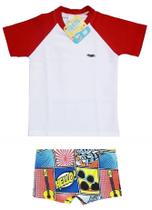 Kit Camiseta + Sunga Boxer Com Proteção Uv50+ Nº 4-10