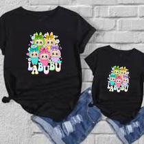 Kit Camiseta Turma Labu Mãe e Filha cor Preta Look Família Estiloso Kit Camiseta Turma Labu Mãe e Filha cor Preta Look Família Estiloso