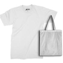 Kit Camiseta Unissex Lisa e Eco Bag Bolsa Ecológica Grande 100% algodão