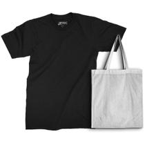 Kit Camiseta Unissex Lisa e Eco Bag Bolsa Ecológica Grande 100% algodão