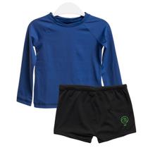 Kit Camiseta UV + Sunga Proteção Solar Surf Preto Azul Kids