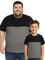Kit Camisetas Básicas Tal Pai Tal Filho Preto Cinza Papai Plus Size