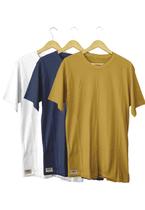 Kit Camisetas Básicas Veneza Amarelo Branco e Azul 100% Algodão