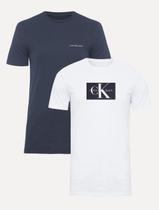 Kit Camisetas Calvin Klein Jeans Logo Branco/Azul Marinho 2UN Tamanho:S/P