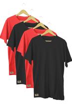 Kit Camisetas Lisas Frace Sem Detalhe Vermelho e Preto 100% Algodão