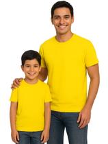 Kit Camisetas Tal Pai Tal Filho Básica Lisa Amarela Adulto e Infantil Kit Camisetas Tal Pai Tal Filho Básica Lisa Amarela Adulto e Infantil