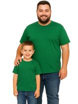 Kit Camisetas Tal Pai Tal Filho Básica Lisa Verde Papai Tamanho Plus Size