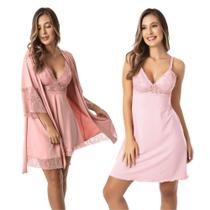 Kit Camisola de Amamentação Com Robe Gestante Maternidade Pós Parto - Stinger Store Fashion