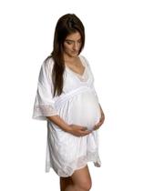 Kit Camisola Luxo Amamentação + Robe Gestante Maternidade