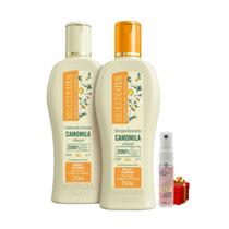 Kit Camomila 1 Shampoo 1 Condicionador 250ml Bio Extratus + Presente Lourre 15ml