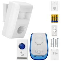 Kit Campainha Sem Fio de Longo Alcance com Sensor de Presença e Botão de Acionamento Externo