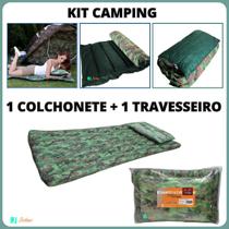 Kit Camping 1 Colchonete Solteiro + 1 Travesseiro FA Maringá - 78x188 -Ideal para Viagens - Pesca -Leve e Prático