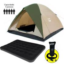 Kit Camping Barraca Araguaia Alta Premium Impermeável até 5 Pessoas Colchão Inflável de Casal +Bomba