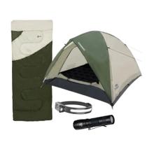 Kit camping Barraca de Camping Araguaia 4 Pessoas com Saco de Dormir e Lanternas Led