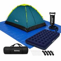 Kit Camping Barraca + Lona + Colchão +Bomba
