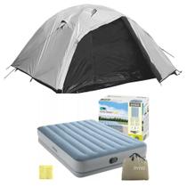Kit Camping Barraca Nautika Onix 6 Pessoas Blackout + Colchão Queen Intex Bomba USB
