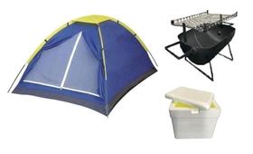 Kit Camping Barraca Para 2+ Churrasqueira + Isopor 18Litros