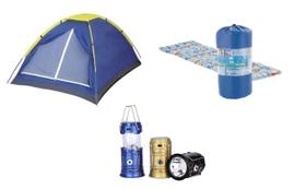 Kit Camping Barraca Para 4 Pessoas + 3 Colchonetes+ Lampião