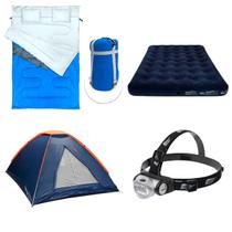 Kit Camping Completo Saco Kuple + Colchão Star + Barraca Panda 2P+ Lanterna Turbo Led Casal - NTK