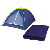 Kit Camping Mor com Barraca Iglu para 2 Pessoas e Colchão de Casal com Inflador Embutido