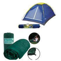 Kit Camping Prático Completo: Barraca Iglu 4 Pessoas MOR + 2 Sacos de Dormir Confortável Leve e Compacto