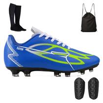 Kit Campo com Chuteira Masculina +Mochila+ Meião e Caneleira